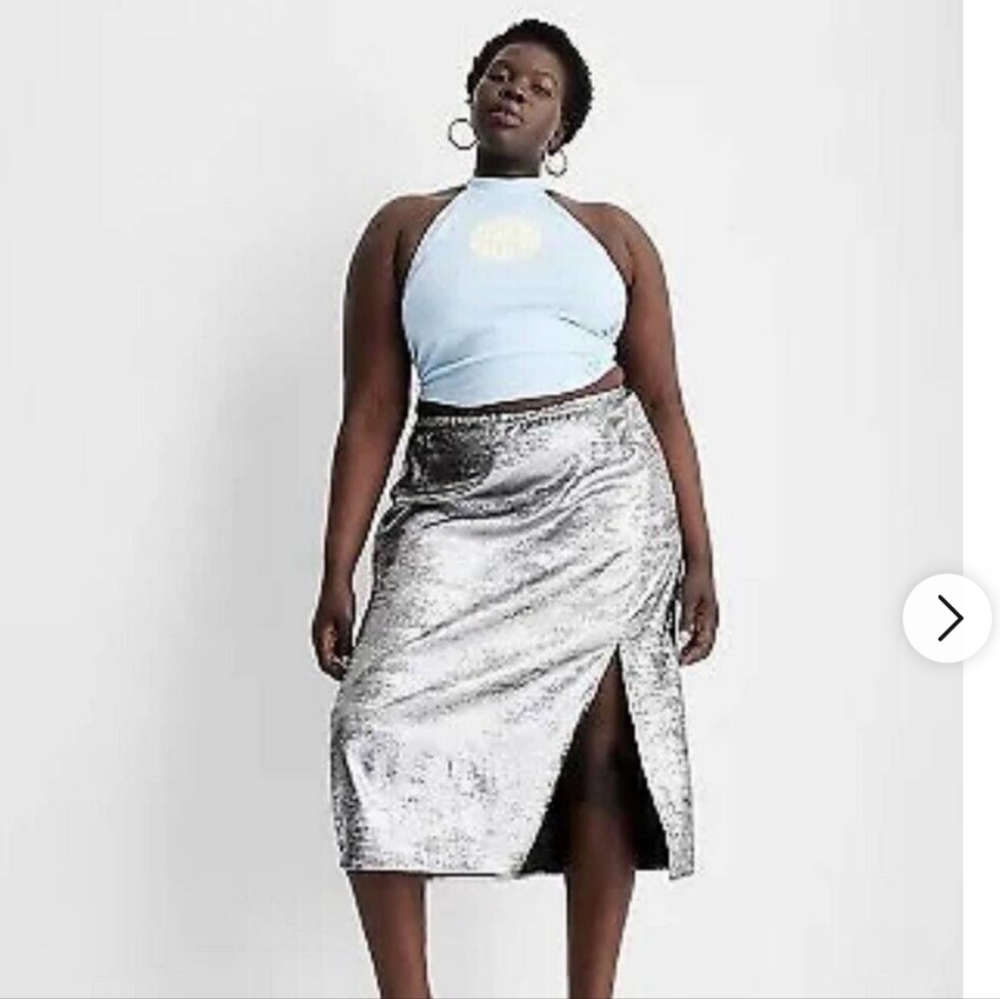 Women's Side Cut Out Midi Skirt Future Collective- Alani Noelle Dark Gray Sz 17